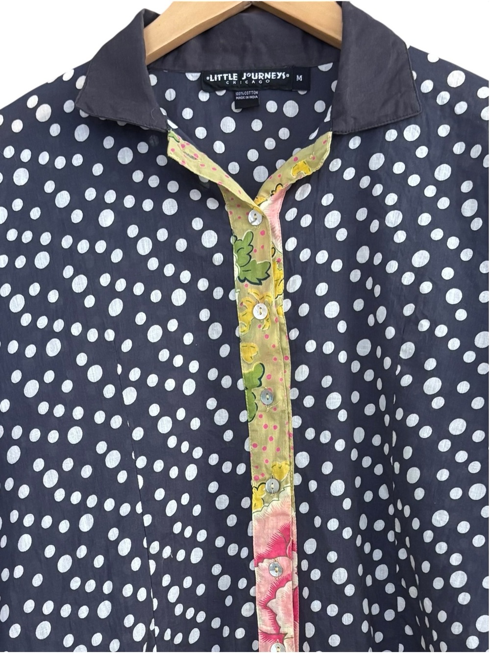 Little Journeys Cotton Voile Boho Floral Polka Dot Tunic M - Picture 3 of 11